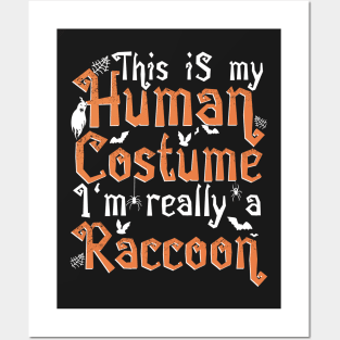 This Is My Human Costume I'm Really A Raccoon - Halloween print Posters and Art